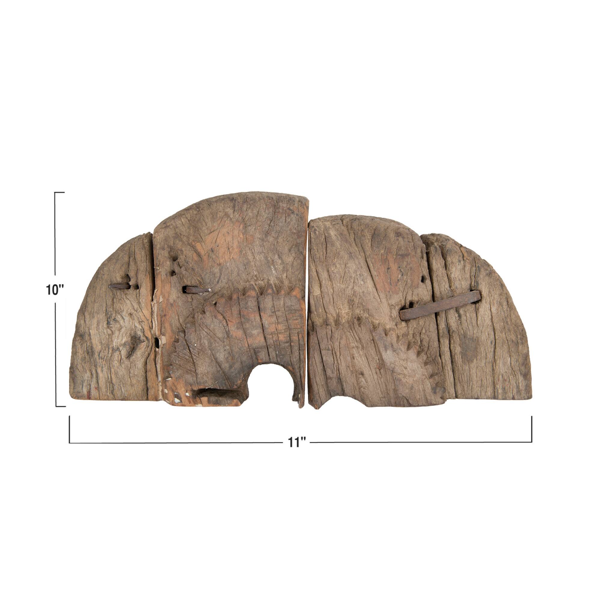 Hello Honey® Found Wood Wheel Cog Bookends Set